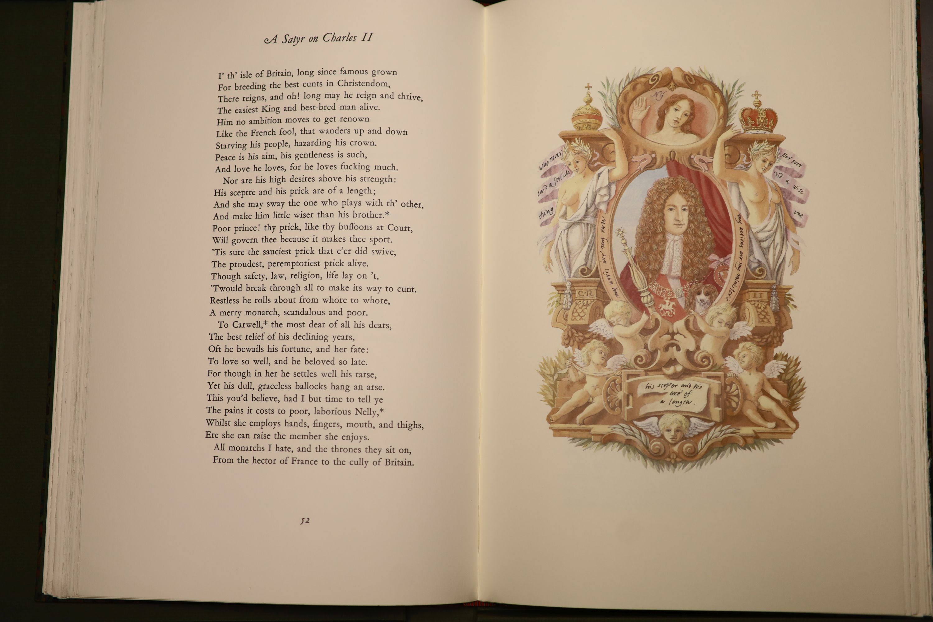 Wilmot, John, The Earl of Rochester, Perfect and Imperfect Enjoyments: Poems, quarter bound in leather with marbled boards, in a presentation box, Folio Society limited edition (edition number listed as ‘B.B’) together w